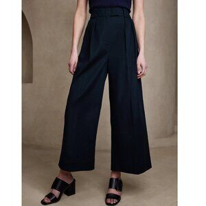 NWT! Banana Republic Navy Blue Cruise Wide-Leg Cropped Hi-Rise Cotton Pants 8R